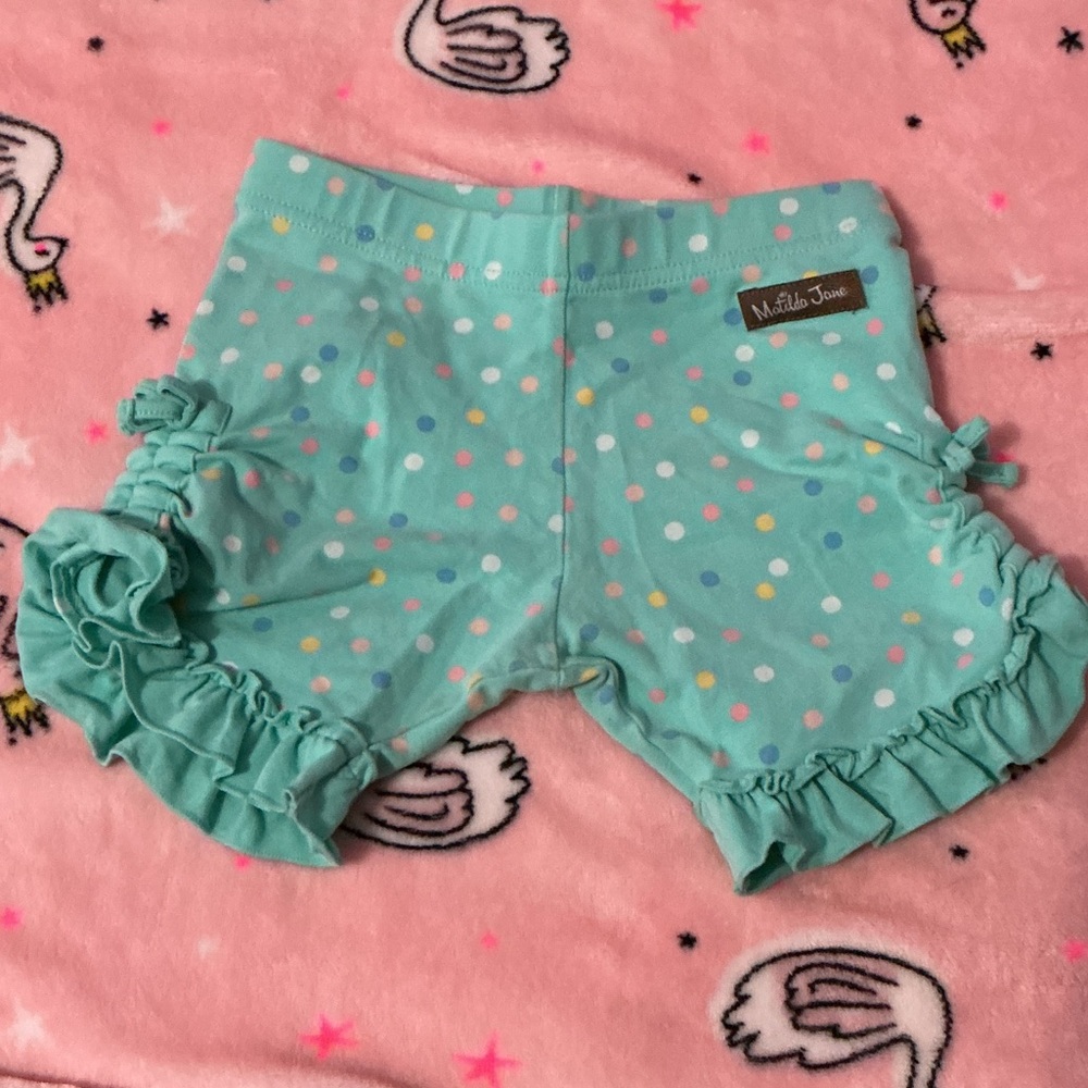 Matilda Jane Aqua Polka Dot Ruffle Shorts